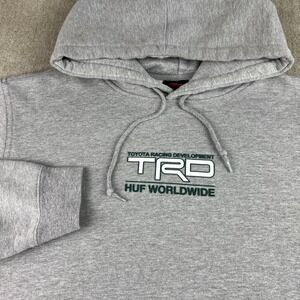 HUF TRD Toyota Racing Development Hoodie Mens L Gray 4Runner Graphic Streetwear
